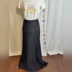 bryn Walker wardrobe staple  Black Linen Maxi Skirt USA made minimalist Chic